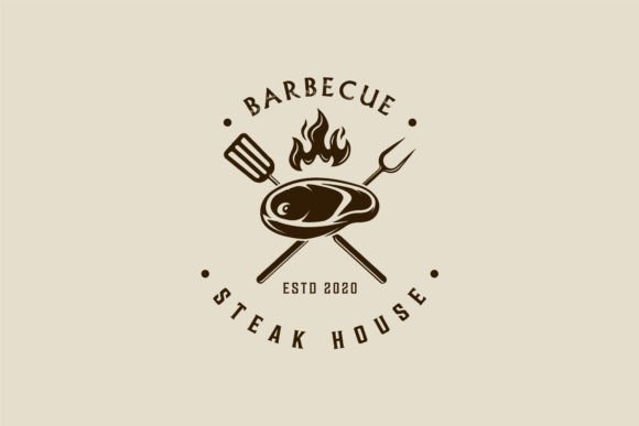 Barbecue Steak Logo Vintage Vector