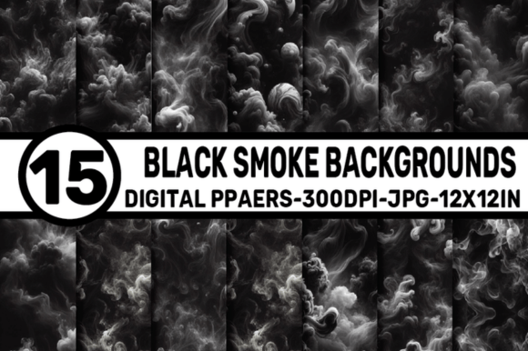 Black Smoke Background Digital Papers for Creative Projects