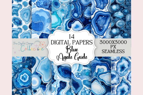 Blue Gold Silver Agate Seamless Patterns: A Versatile Design Resource for Modern Creatives
