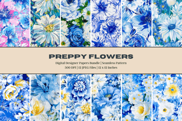 Blue White Preppy Flowers: A Timeless Design Element for Creative Projects
