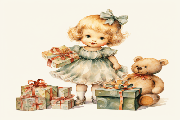 Christmas Girl Gift Box Background for Creative Projects