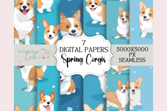 Corgi Blue Spring Seamless Patterns: A Practical Creative Resource for Designers and Hobbyists