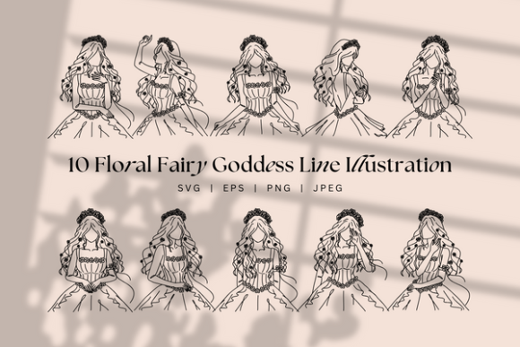 Floral Fairy Goddess Female Line Drawing: A Versatile Tool for Creative Projects