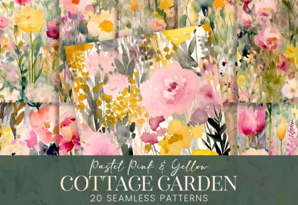 Pastel Pink Yellow Cottage Garden Floral: A Versatile Design for Creative Projects