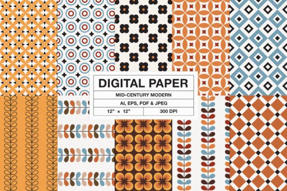 Retro Mid-Century Modern Patterns Vol. 5: A Design Resource for Timeless Aesthetics