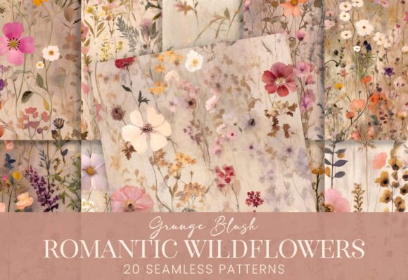 Romantic Wildflowers Blush Grunge Floral: A Versatile Design for Creative Projects