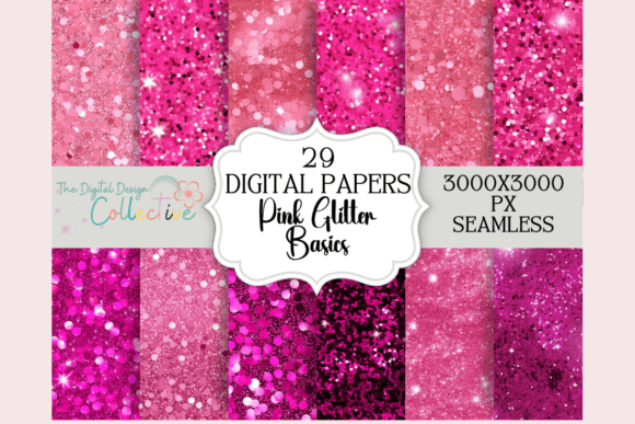 Seamless Pink Glitter Digital Papers: Sparkle in Every Project