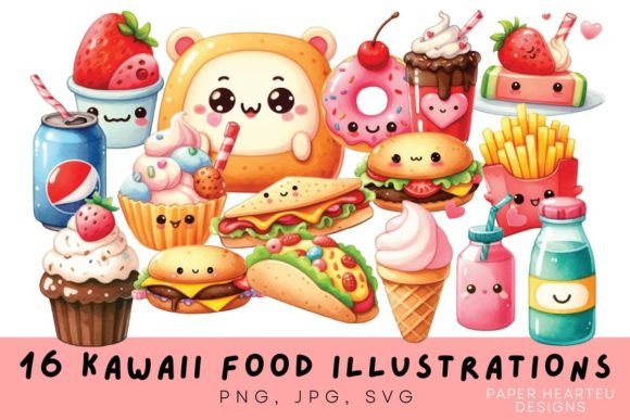Sweet Kawaii Food Illustrations: A Versatile Creative Asset for Modern Designers and Entrepreneurs