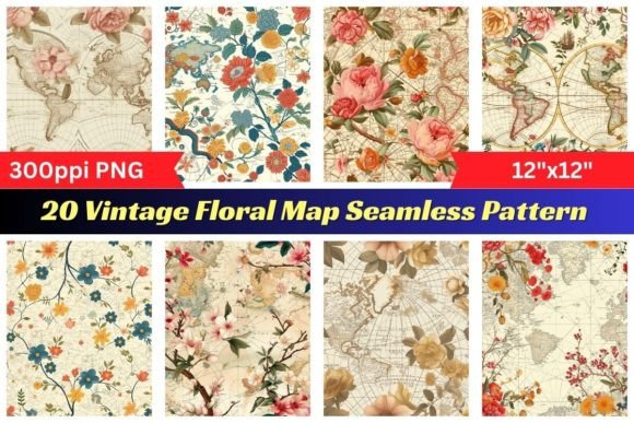 Vintage Floral Map Seamless Pattern: A Timeless Design for Modern Creativity