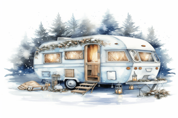 Winter Caravan Background for Creative Projects